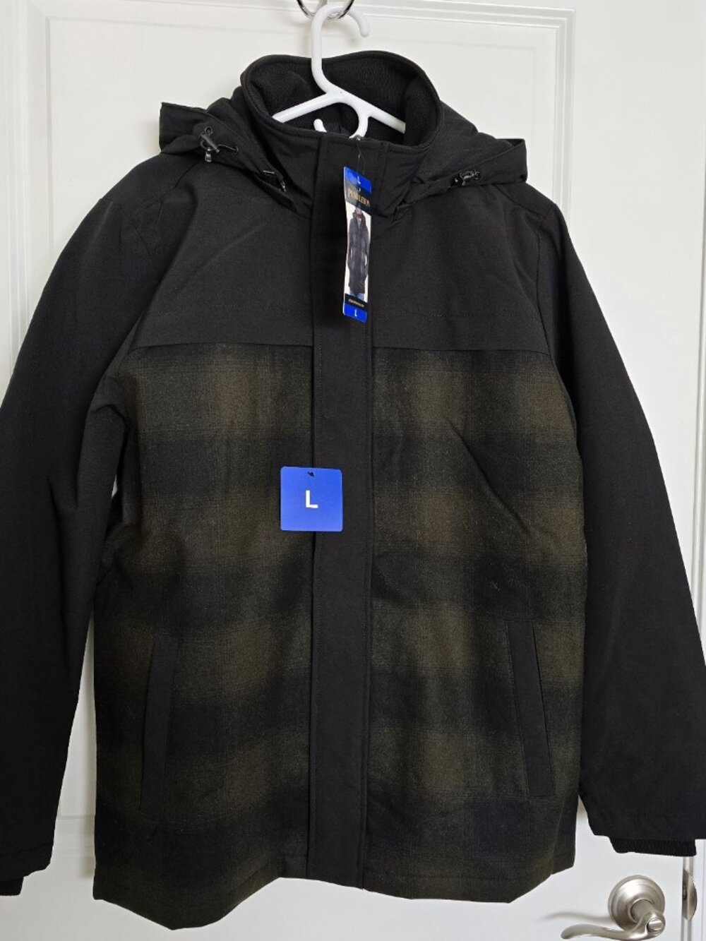 Pendleton Men’s  Plaid Hooded Jacket Lined Insulated Pockets Size L  Green Black